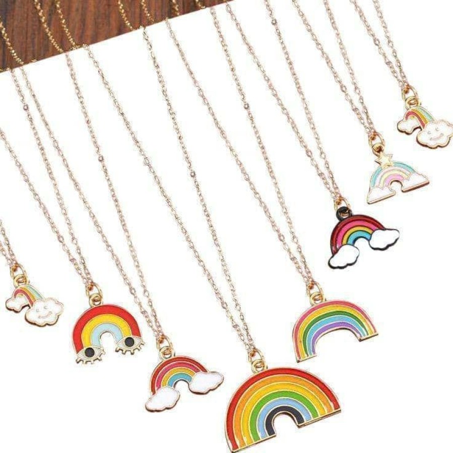 Accessories * | Lola + The Boys Girls Rainbow Charm Necklace