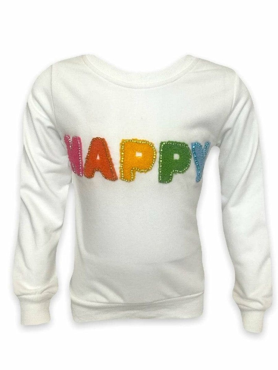 Girls * | Lola + The Boys New Arrivals Happy Crystal Sweatshirt