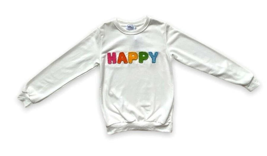 Girls * | Lola + The Boys New Arrivals Happy Crystal Sweatshirt