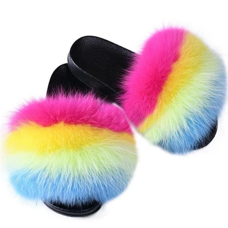 Girls * | Lola + The Boys Skittles Faux Fur Slides Girls