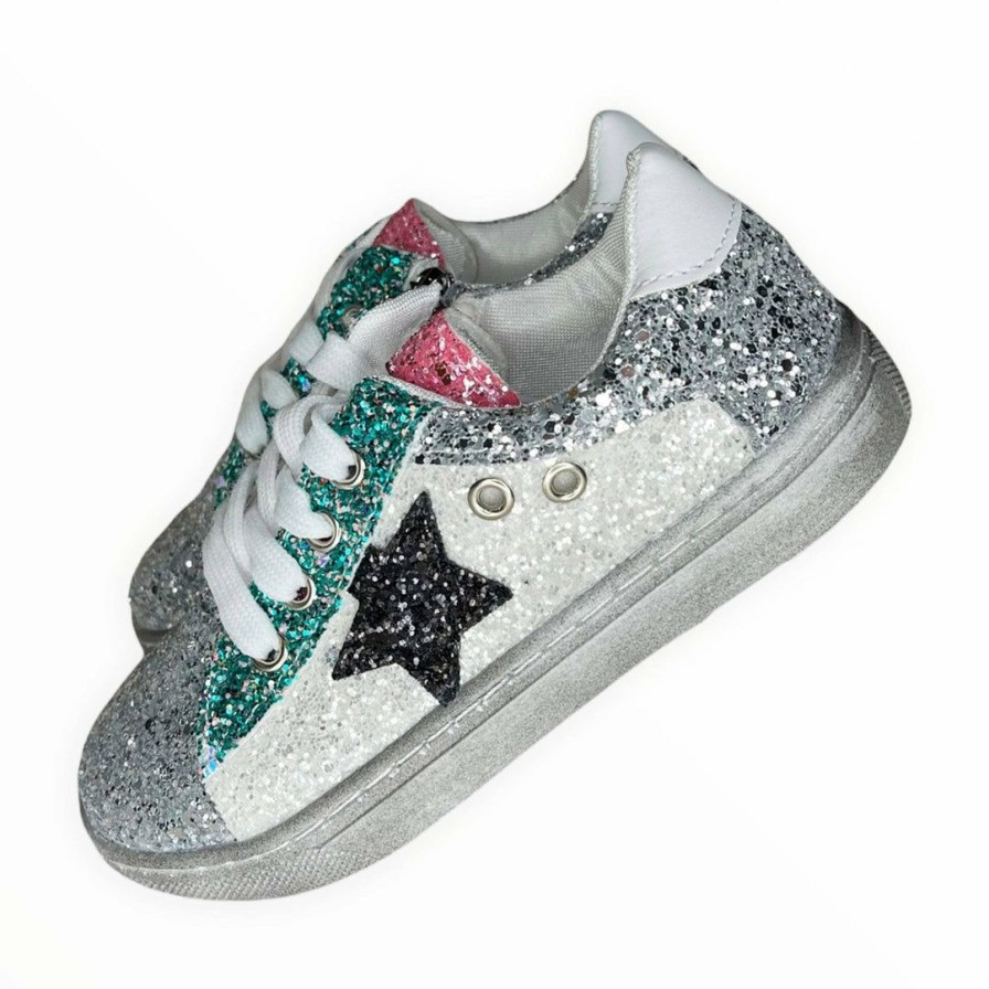 Girls * | Lola & The Boys Star Girl Glitter Sneakers Girls White