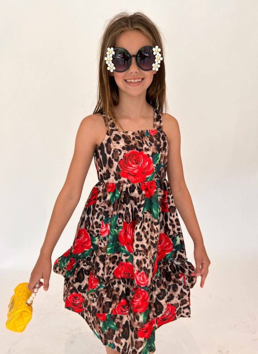 Girls * | Lola And The Boys Wild Rose Dress Girls