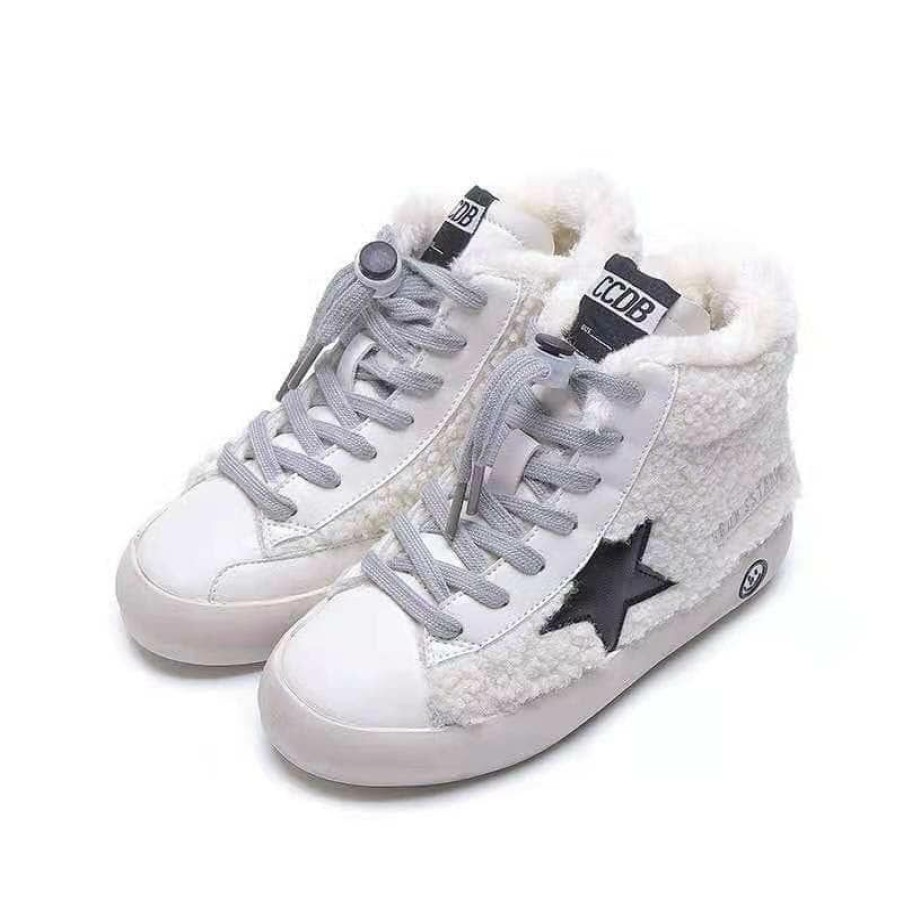 Girls * | Lola + The Boys New Arrivals Sherpa Star High Top Sneakers