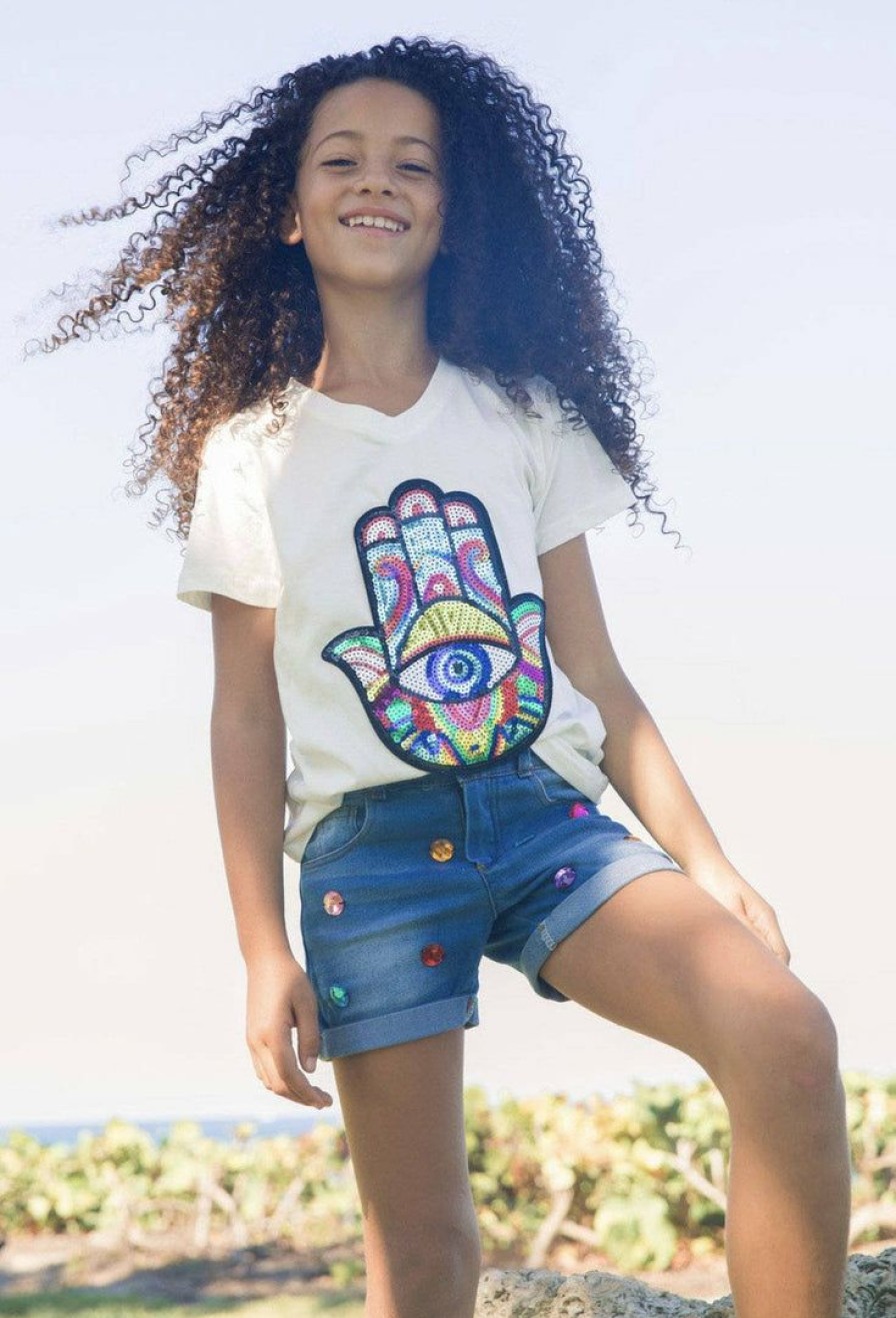 Girls * | Lola + The Boys Sequin Hamsa T-Shirt