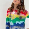 Girls * | Lola + The Boys Shooting Star Rainbow Sweater