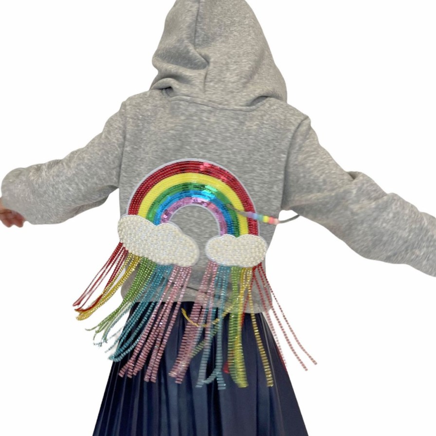 Girls * | Lola + The Boys Crystal Rainbow Rain Hoodie