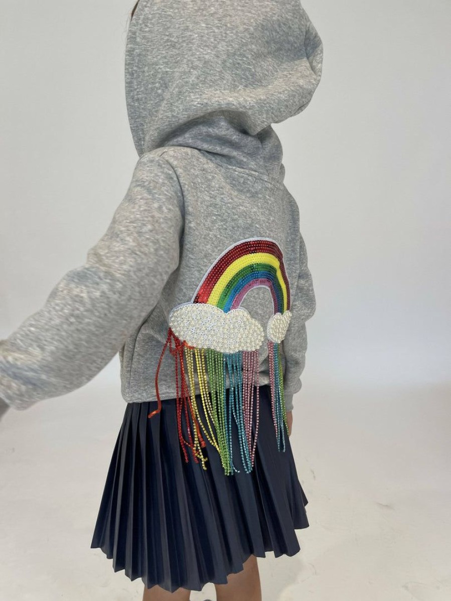 Girls * | Lola + The Boys Crystal Rainbow Rain Hoodie