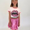 Girls * | Lola + The Boys New Arrivals Electric Lips Ringer T-Shirt