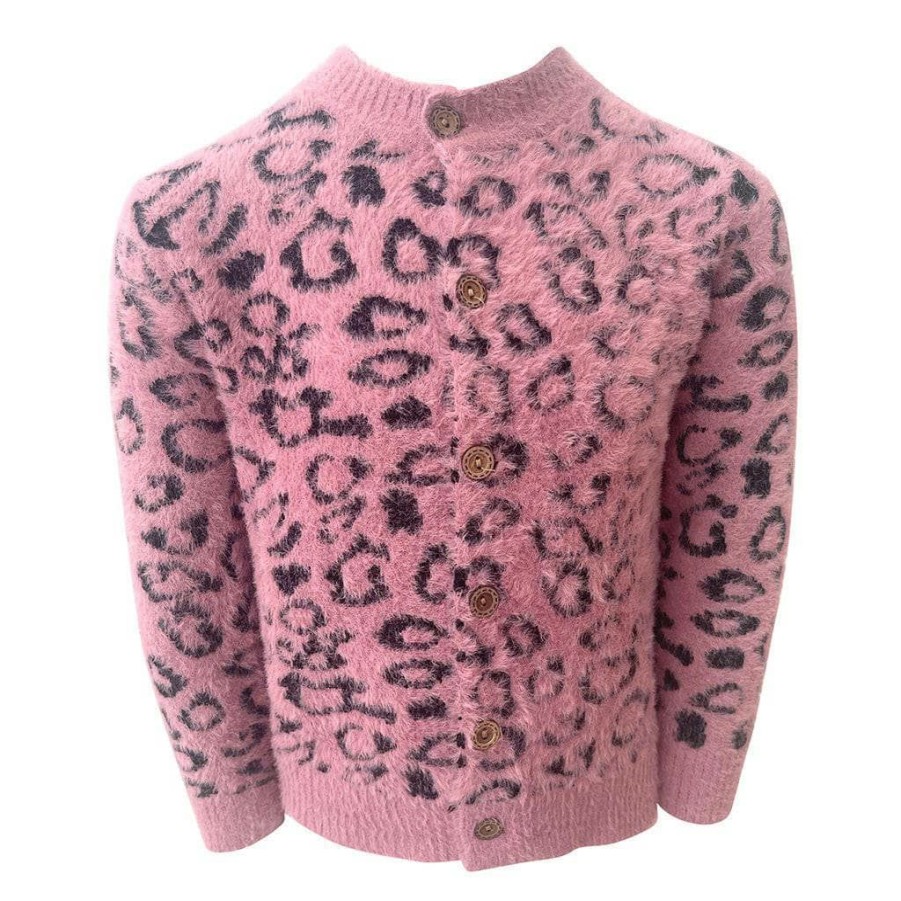 Girls * | Lola + The Boys Girls Cheetah Girl Sweater