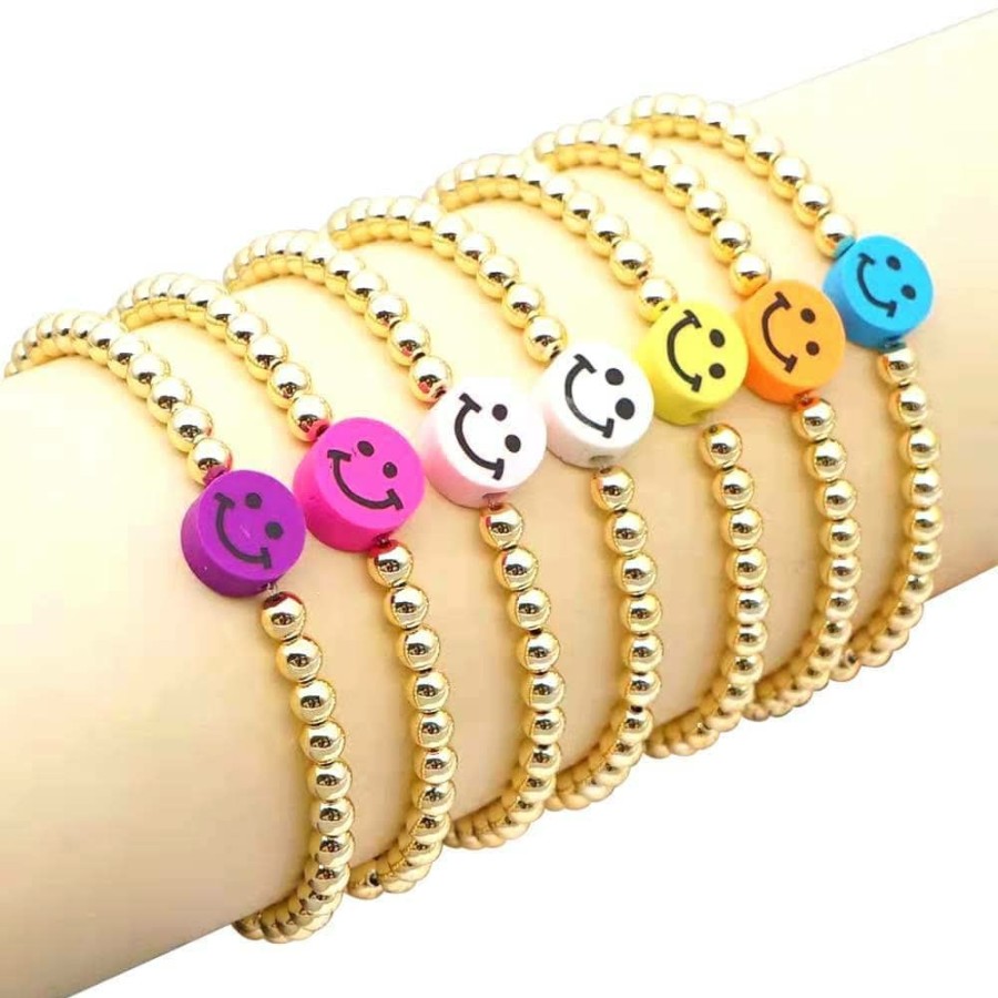 Accessories * | Lola + The Boys Jewelry Smiley Gold Bracelets