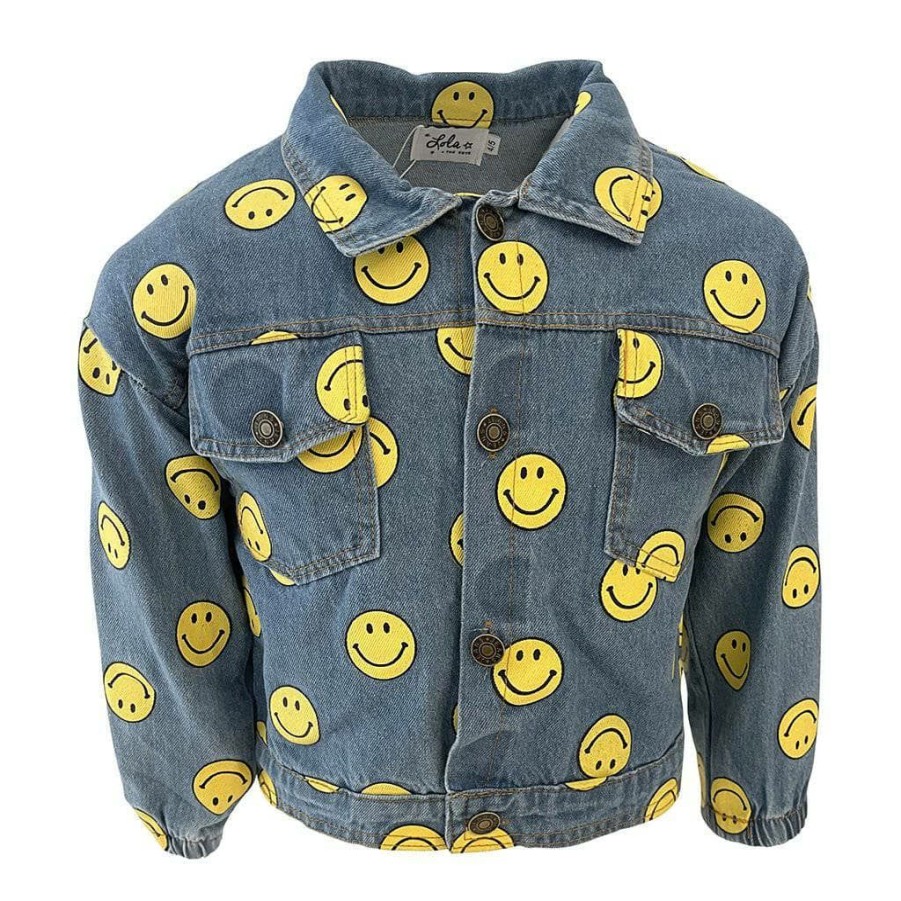 Girls * | Lola + The Boys New Arrivals Happy Smiles Denim Jacket