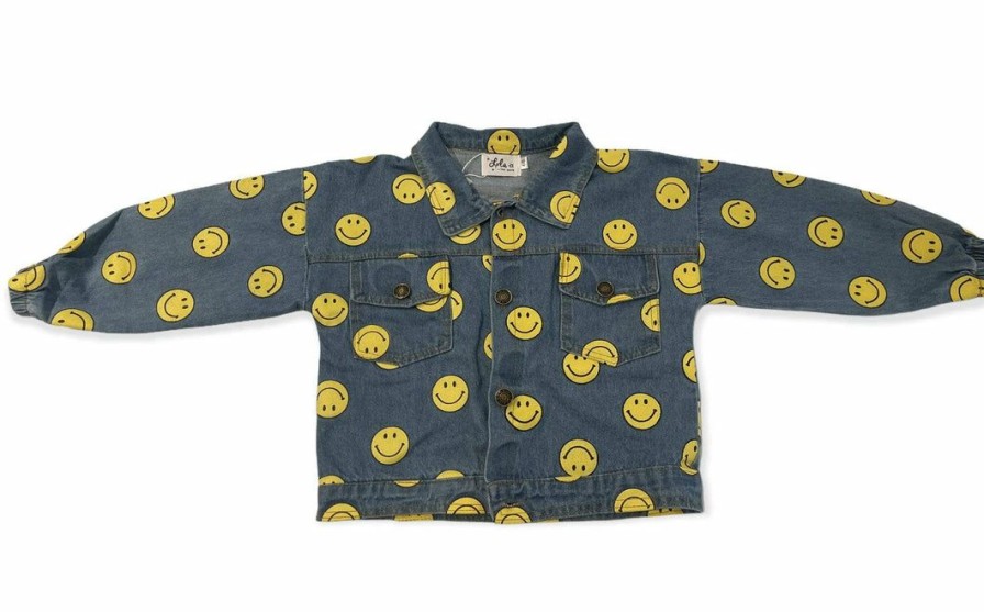 Girls * | Lola + The Boys New Arrivals Happy Smiles Denim Jacket