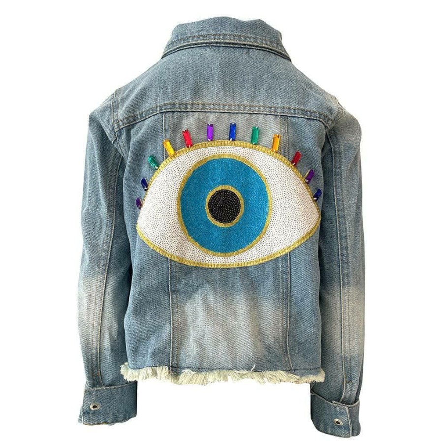 Girls * | Lola + The Boys Girls Evil Eye Gem Denim