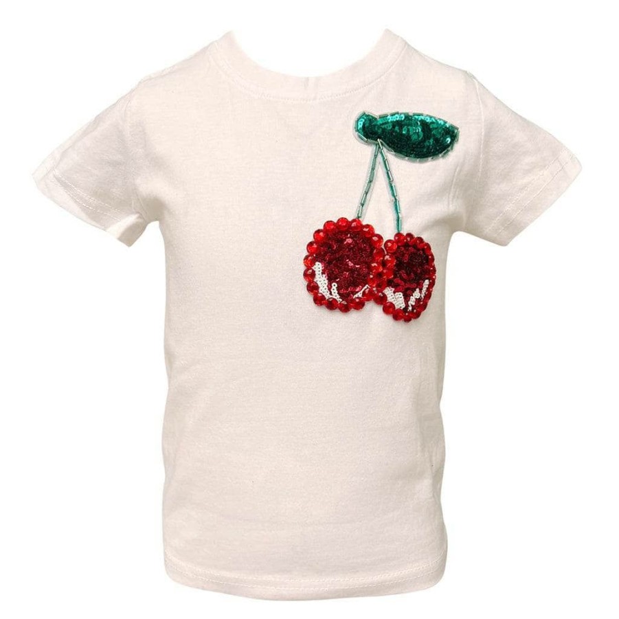 Girls * | Lola + The Boys Beaded Gem Cherry T-Shirt New Arrivals