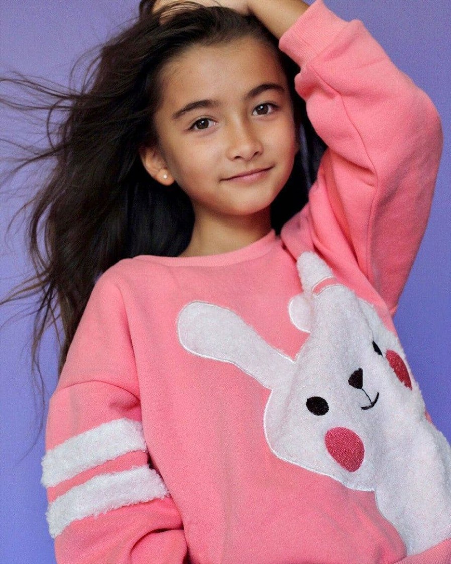 Girls * | Lola & The Boys Blushing Bunny Sweatshirt