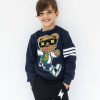 Girls * | Lola + The Boys Teddy Athletic Patch Navy Sweatshirt