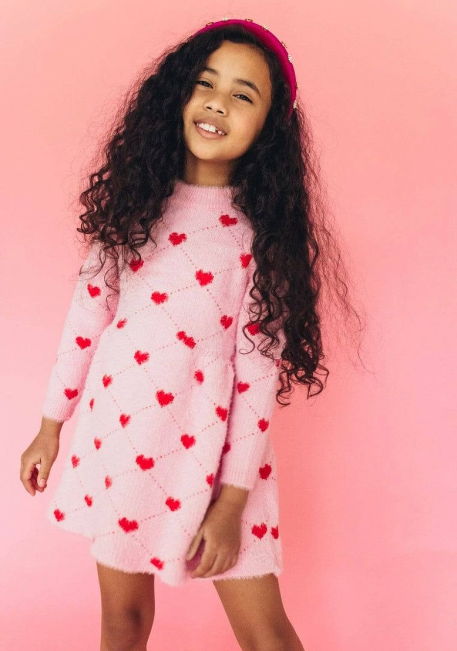 Girls * | Lola & The Boys New Arrivals Sweetheart Sweater Dress