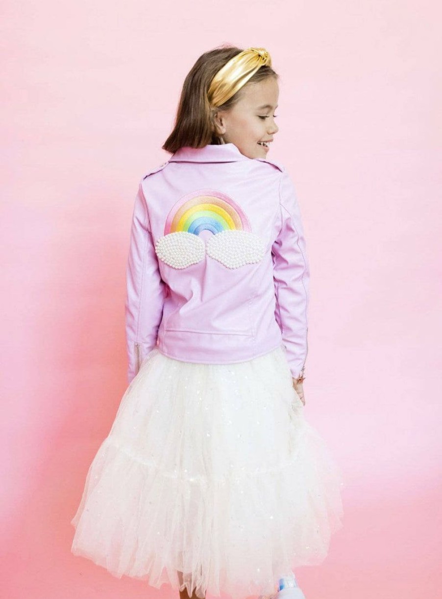 Girls * | Lola + The Boys Pink Pearl Vegan Leather Jacket