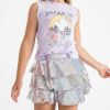 Girls * | Lola + The Boys 3 Layers Shimmering Silver Sequin Skirt Girls