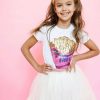 Girls * | Lola + The Boys New Arrivals French Fries Sequin T-Shirt White