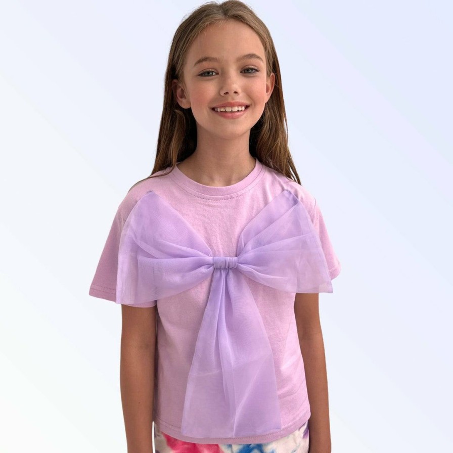 Girls * | Lola + The Boys Big Bow T-Shirt New Arrivals