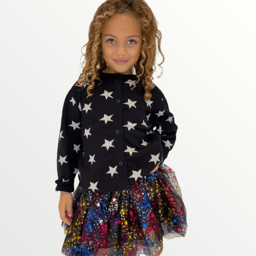 Girls * | Lola + The Boys Shining Metallic Star Cardigan