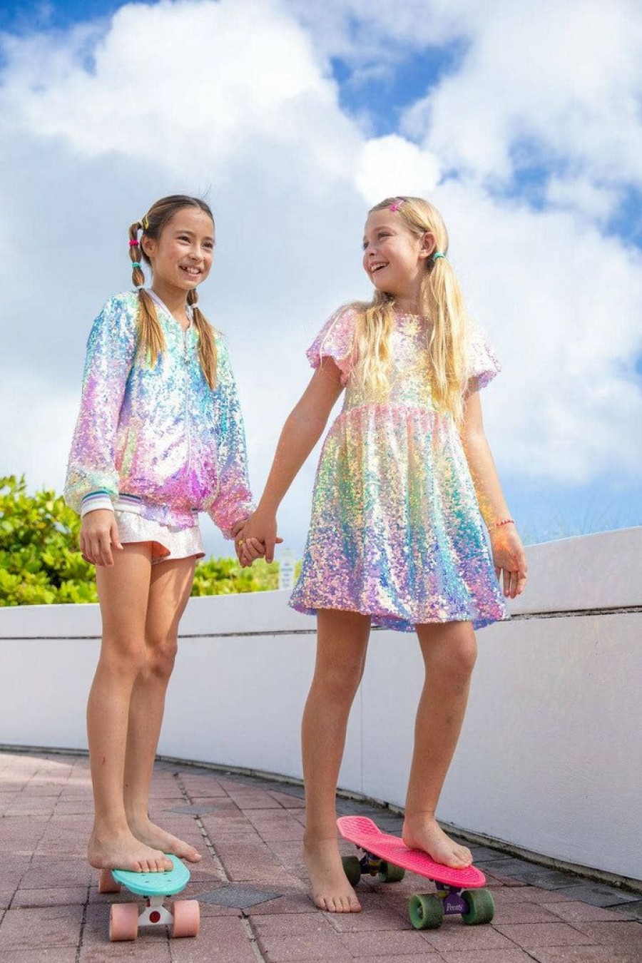 Girls * | Lola + The Boys Icy Ombre Sequin Jacket Multi