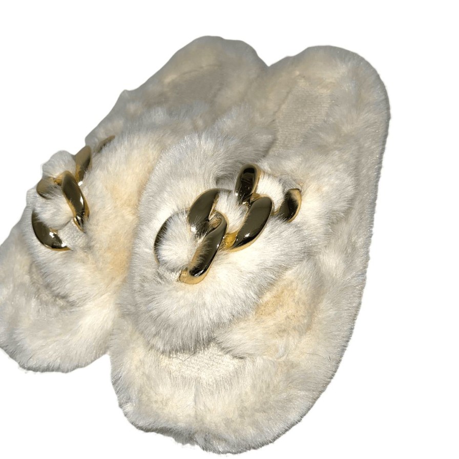 Girls * | Lola + The Boys Cream Chains Slipper New Arrivals