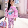 Girls * | Lola + The Boys Rainbow Unicorn Strawberry Swirl Sweatshirt Pink