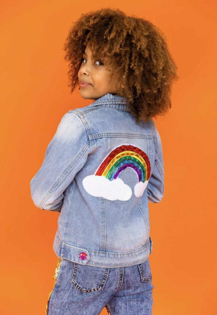 Girls * | Lola + The Boys Somewhere Over The Rainbow Denim Jacket Girls