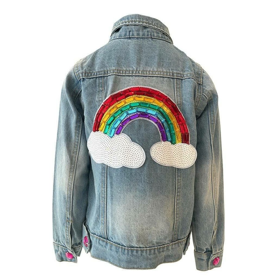 Girls * | Lola + The Boys Somewhere Over The Rainbow Denim Jacket Girls