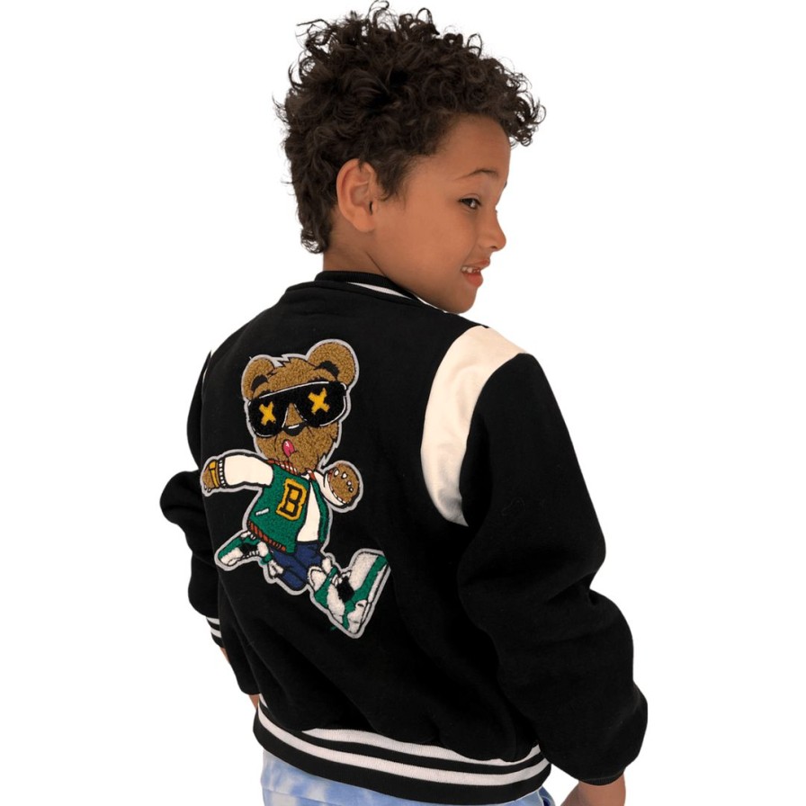 Girls * | Lola & The Boys New Arrivals Bear Varsity Bomber Jacket