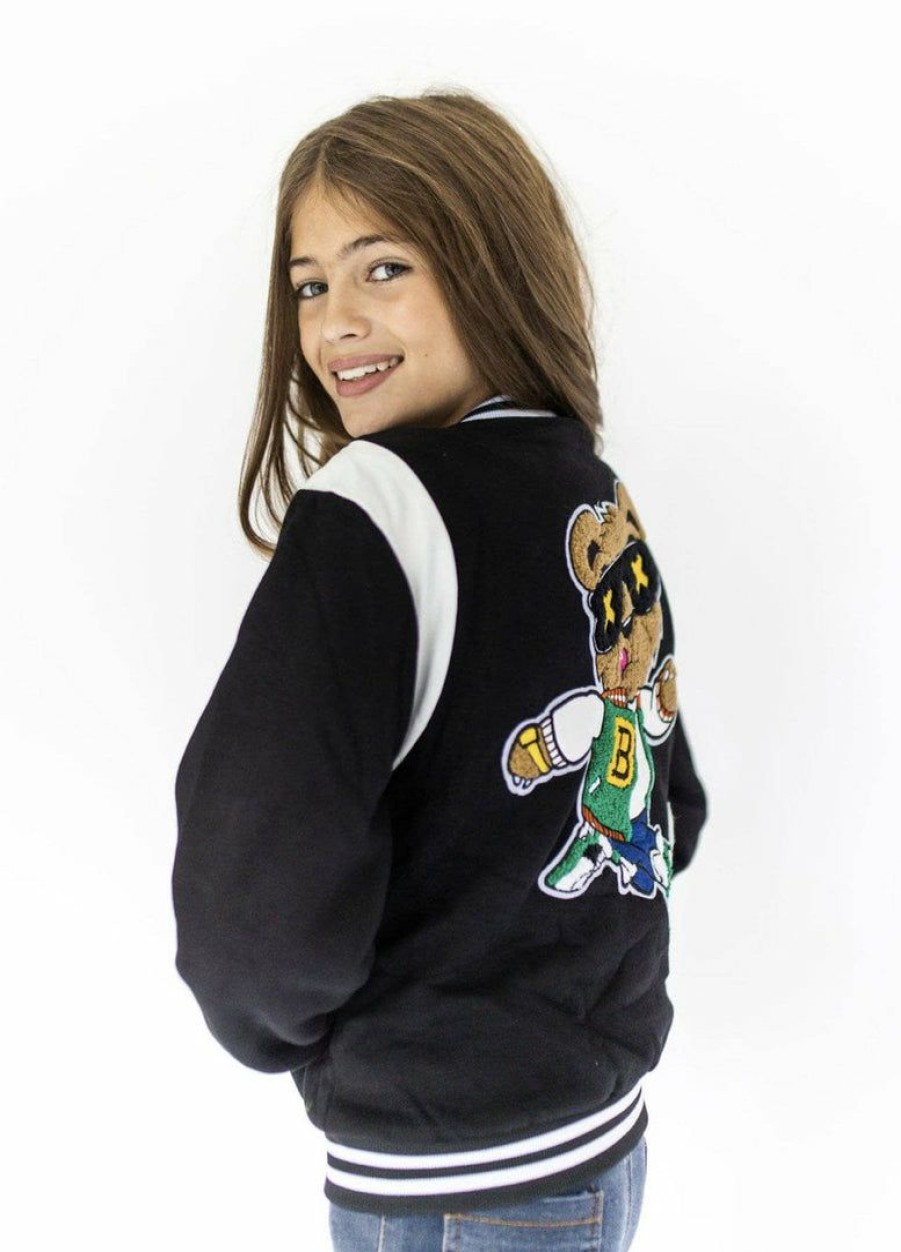 Girls * | Lola & The Boys New Arrivals Bear Varsity Bomber Jacket