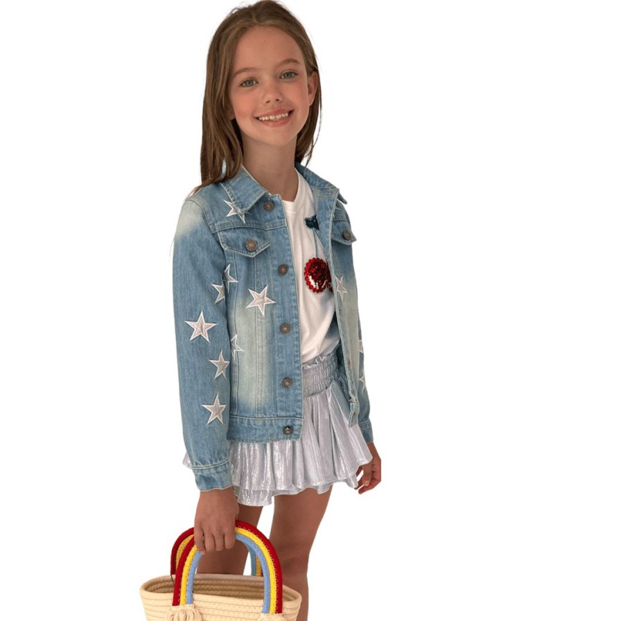 Girls * | Lola + The Boys Star Leather Patched Jacket