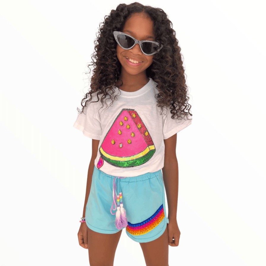 Girls * | Lola + The Boys New Arrivals Jewel Candy Track Shorts Blue