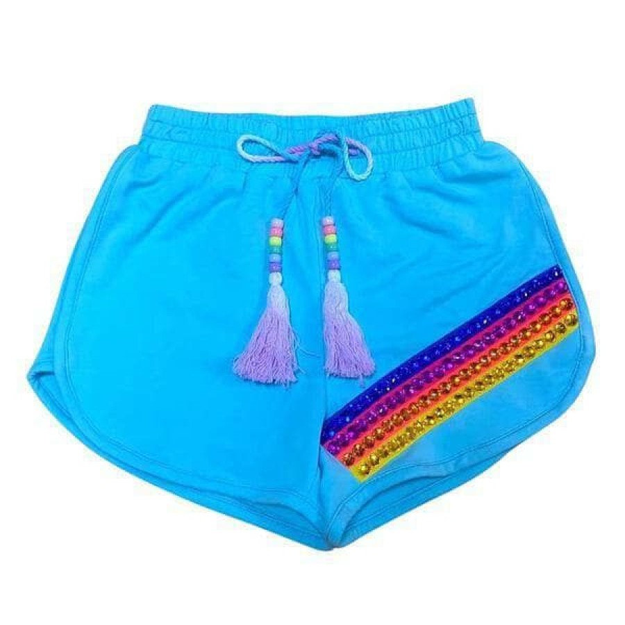 Girls * | Lola + The Boys New Arrivals Jewel Candy Track Shorts Blue