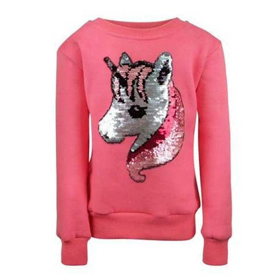 Girls * | Lola & The Boys Pretty In Pink Unicorn Sweatshirt Girls