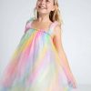 Girls * | Lola + The Boys Girls Ombre Rainbow Tulle Dress