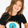 Girls * | Lola + The Boys Black Rainbow Evil Eye Tee Girls