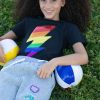 Girls * | Lola + The Boys Rainbow Lightning Bolt Sequin T-Shirt Girls