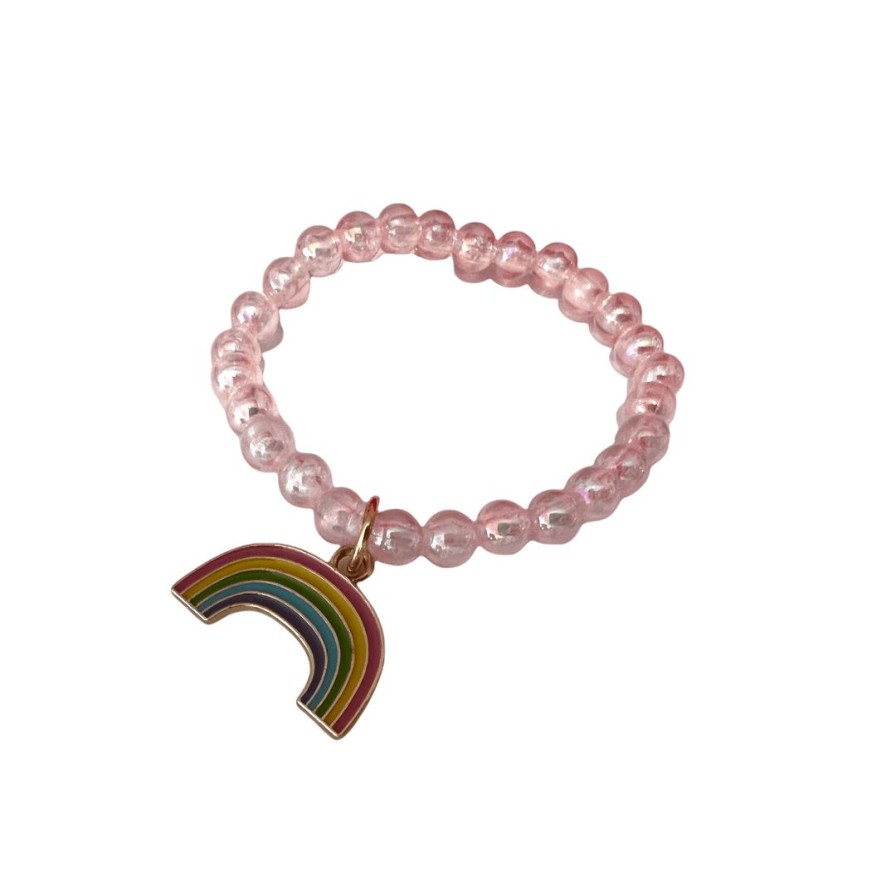 Accessories * | Lola + The Boys Girls Unicorn And Rainbow Beaded Bracelet Set Pink