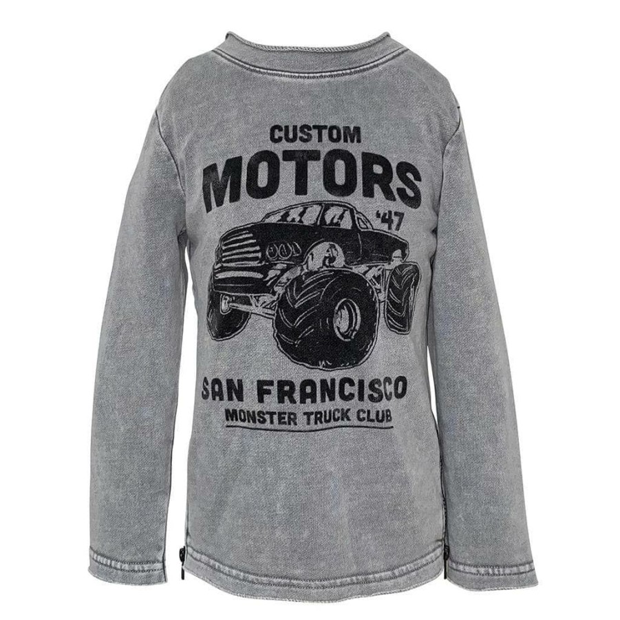 Boys * | Lola + The Boys Monster Truck Sweatshirt New Arrivals