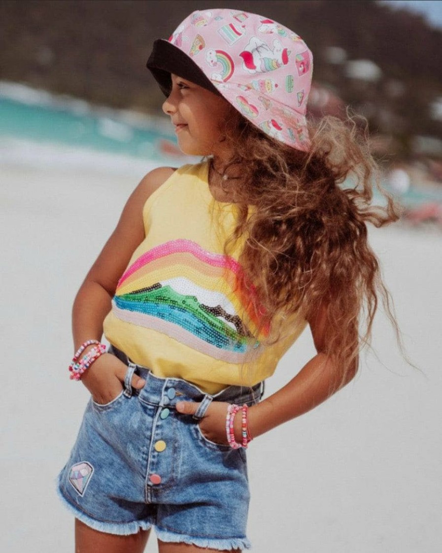 Girls * | Lola + The Boys Rainbow Lips Tank Top