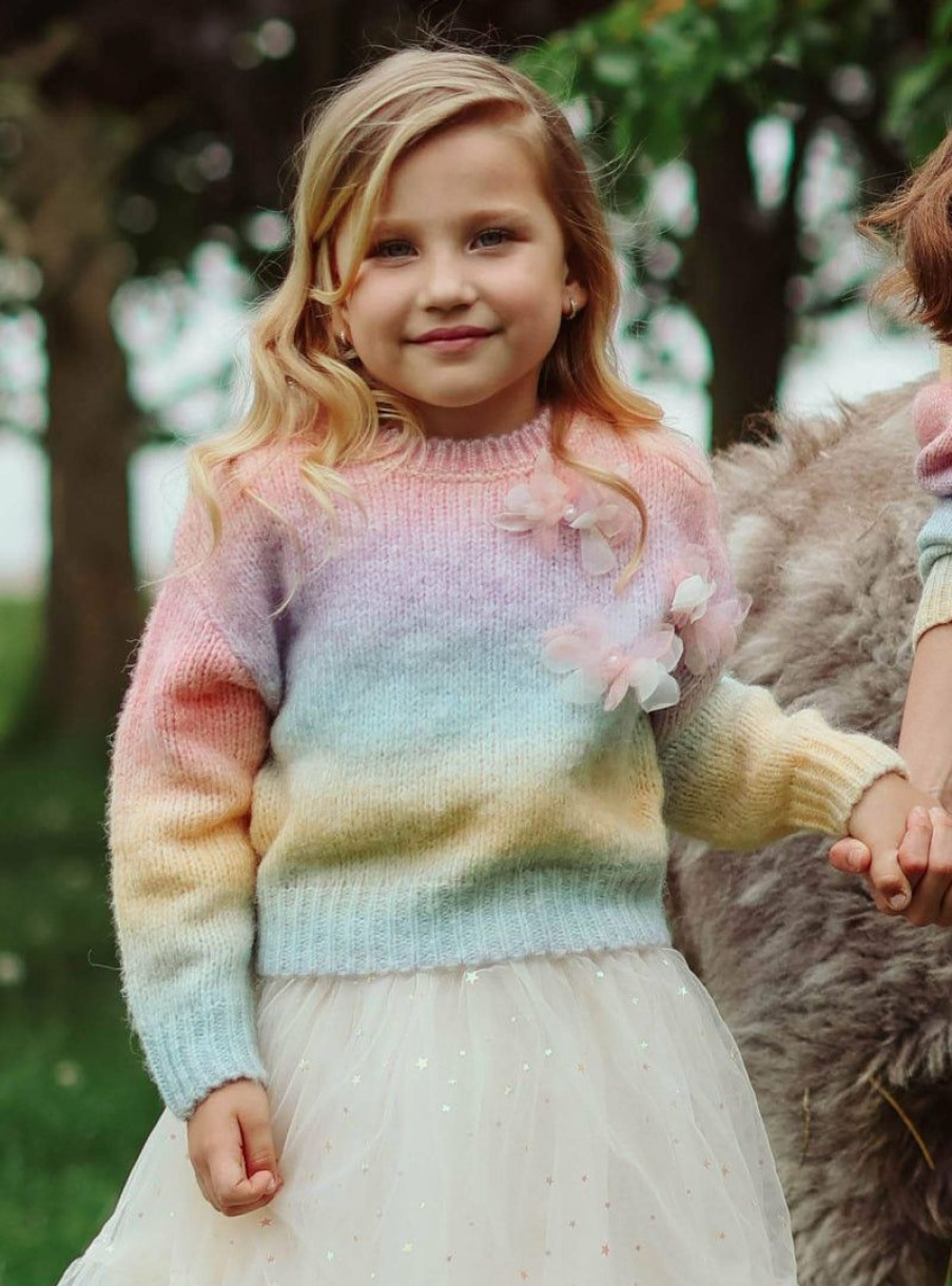 Girls * | Lola + The Boys Ombre 3D Flower Sweater