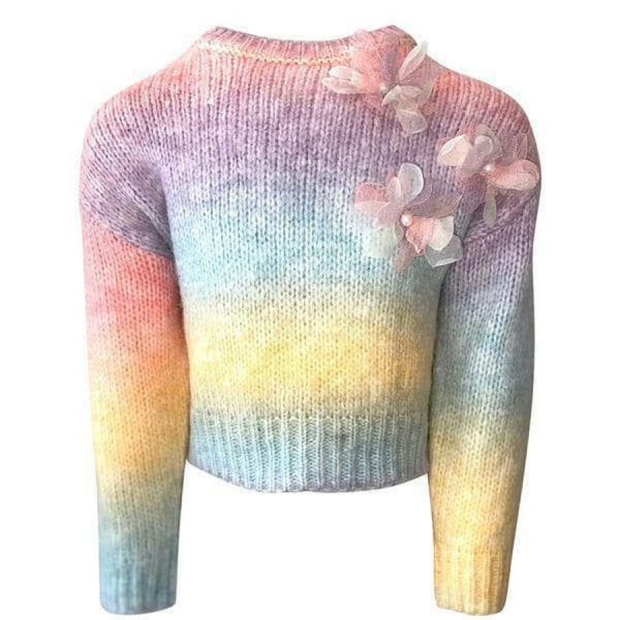 Girls * | Lola + The Boys Ombre 3D Flower Sweater