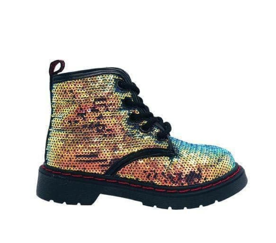 Girls * | Lola + The Boys Girls Sequin Combat Boots