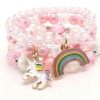 Accessories * | Lola + The Boys Pink Rainbow Unicorn Bracelet Stack Girls