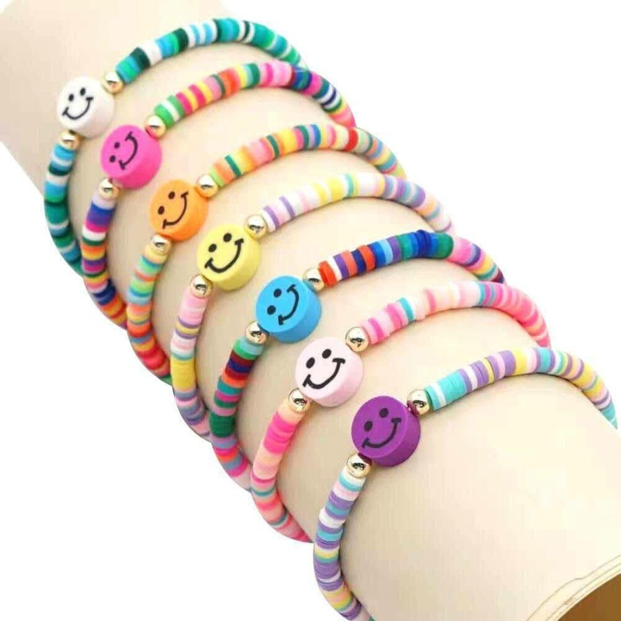 Accessories * | Little Miss Zoe Smiley Rainbow Bracelets