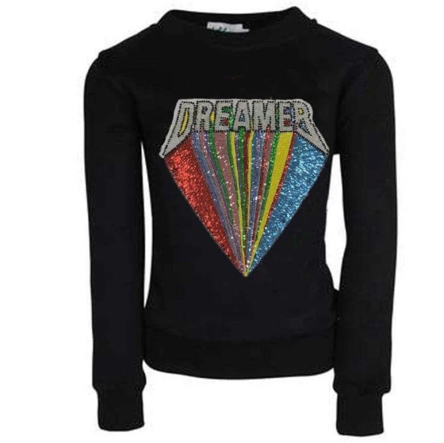 Girls * | Lola + The Boys Beaded Dreamer Patch Sweatshirt Girls