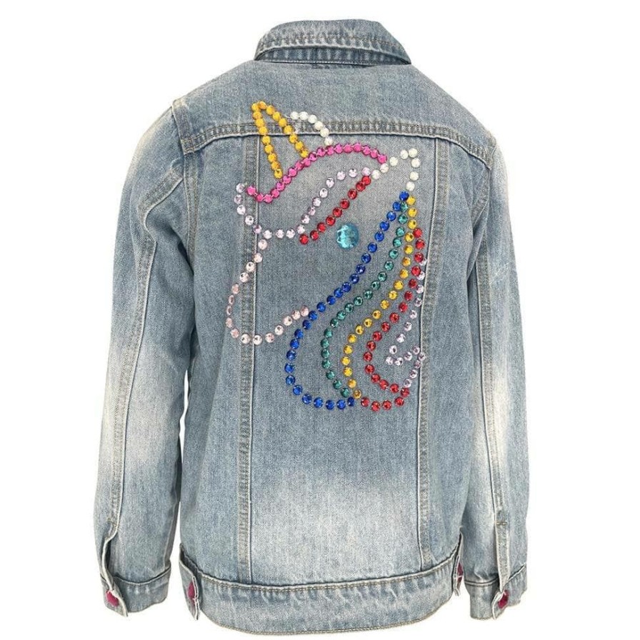 Girls * | Lola + The Boys New Arrivals Light Bright Unicorn Denim Jacket